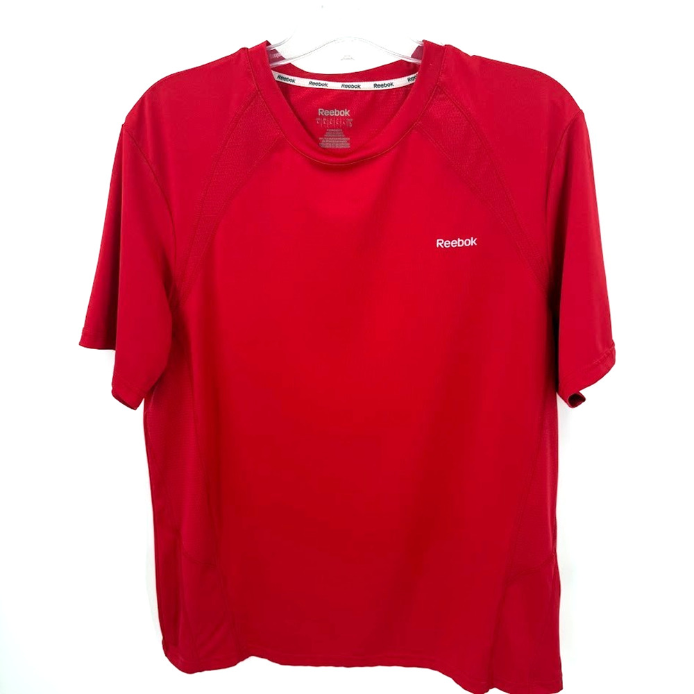 Reebok Mens Athletic Shirt Large Red Hydromove Performance Workout Tee